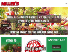 Tablet Screenshot of millersmarkets.net